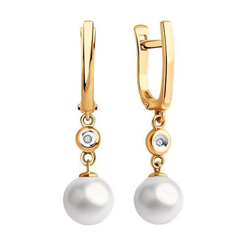 Серьги из золота с бриллиантами и жемчугом (Арт.51-221-01876-1)