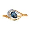 Кольцо золото 585 с топазом «Морская Лагуна» Соколов (арт.51-310-00304-2)