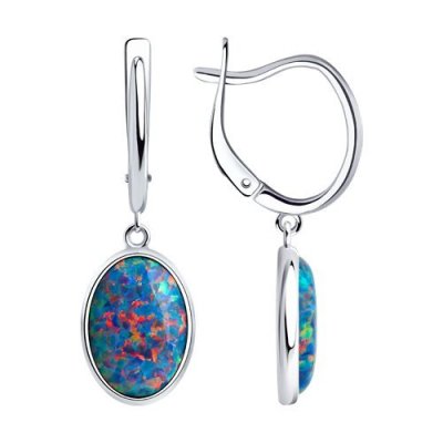 Серьги из серебра с опалом (Арт.94-321-01706-1)