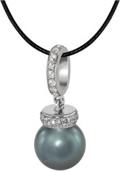 Кулон из серебра с жемчугом и кристаллом swarovski (Арт.abp-1-10-24-s)
