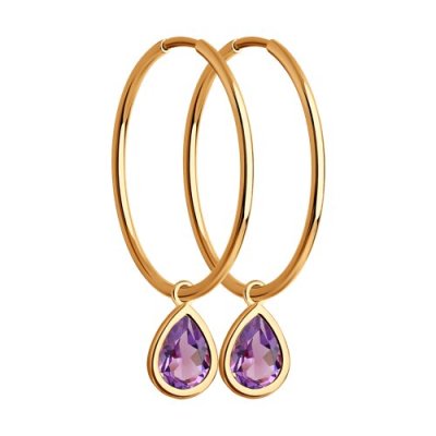 Серьги золотые пробы 585 с аметистом (Арт.51-324-02065-3)