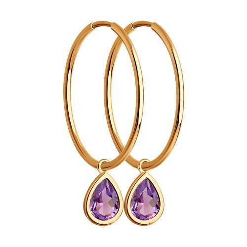 Серьги золотые пробы 585 с аметистом (Арт.51-324-02065-3)