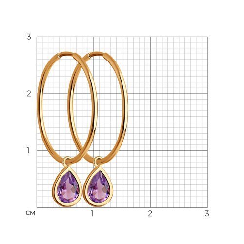 Серьги золотые пробы 585 с аметистом (Арт.51-324-02065-3)