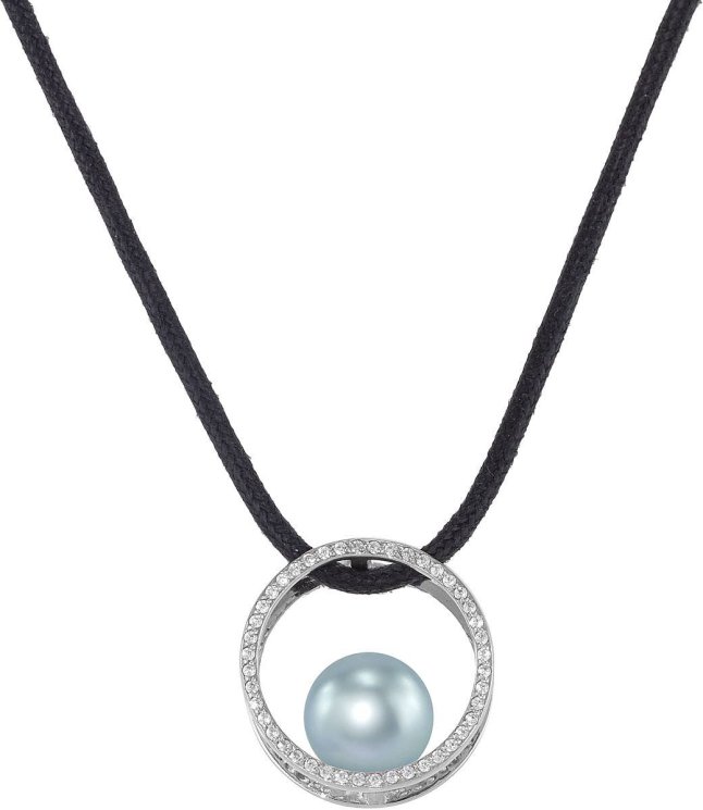 Кулон из серебра с жемчугом и кристаллом swarovski (Арт.ahp-1-10-27-s)