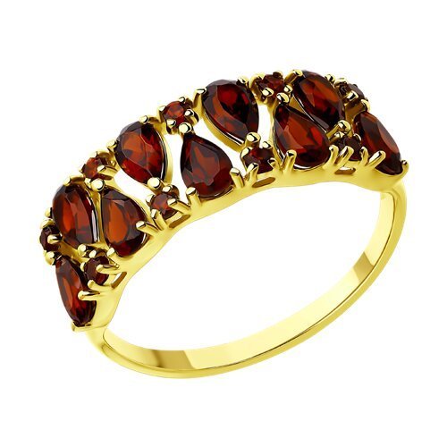 Кольцо золотое пробы 585 с гранатом (Арт.714434-2)