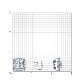 Серьги из серебра с фианитами «Сияние квадро» Соколов (арт.9402)