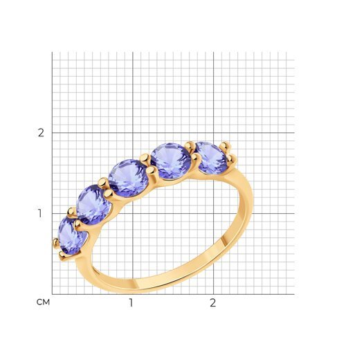 Кольцо из золочёного серебра с танзанитами (Арт.92014395)