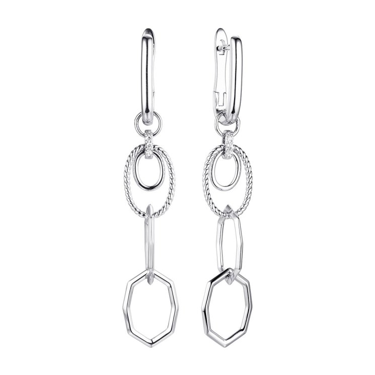 Серьги из серебра с фианитом (Арт.cz-e03374-x-w-x-x-w)