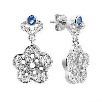 Серьги из серебра с фианитом и шпинелью (Арт.cz-e05263-x-w-tb-x-w)