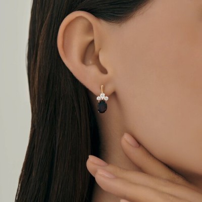 Серьги из золочёного серебра с гранатами и фианитами «Алая Элегия» SOKOLOV (арт.92023186)