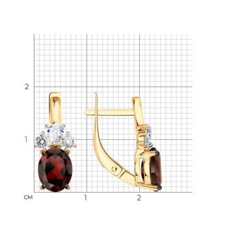 Серьги из золочёного серебра с гранатами и фианитами «Алая Элегия» SOKOLOV (арт.92023186)