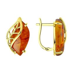 Серьги золотые пробы 585 с янтарём (Арт.726839-2)