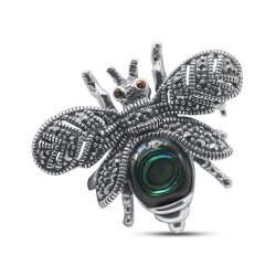 Брошь Серебряные крылья (Арт.0839843e_perlamutr_markazit)