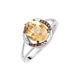 Кольцо из серебра с цитрином (Арт.pd-r00958-x-wb-ys-x-br)