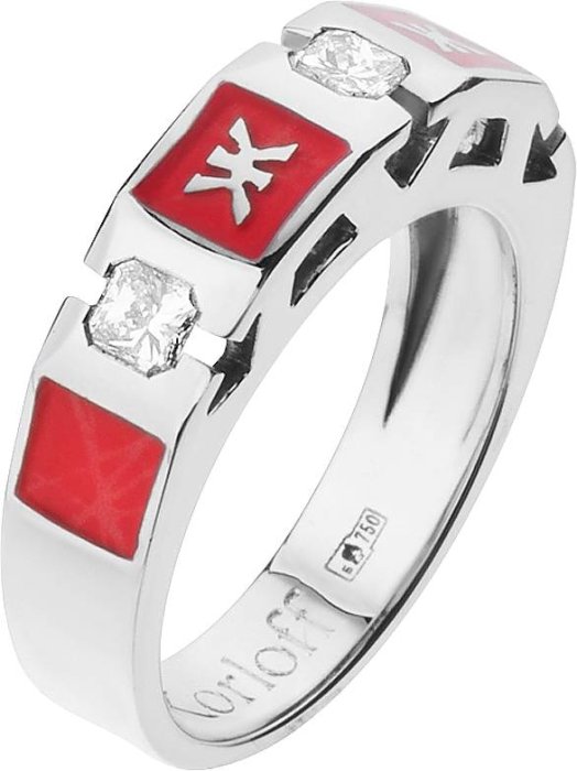 Кольцо из белого золота с бриллиантом и эмалью (Арт.9160dtkl07)