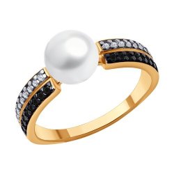 Кольцо из золочёного серебра с миксом камней (Арт.93-310-02623-1)