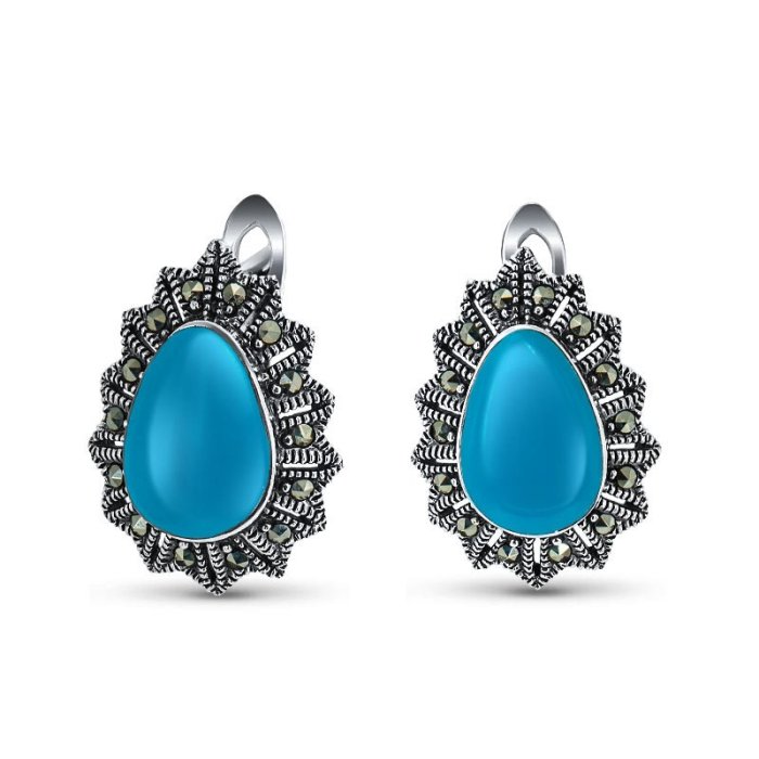 Серьги Серебряные крылья (Арт.220013-267-39_biryuzapr_markazit)