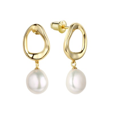 Серьги серебряные с жемчугом «Baroque Shine» Fresh Jewelry (арт.PI-E0423-2-X-L-PN-X-X)
