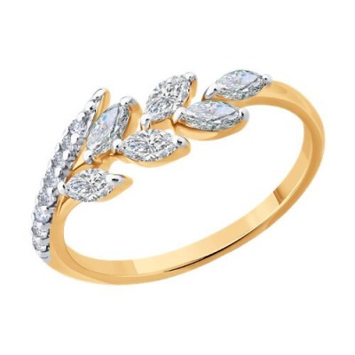 Кольцо из золочёного серебра с фианитами «Золотой Колос» Соколов (арт.93011129)