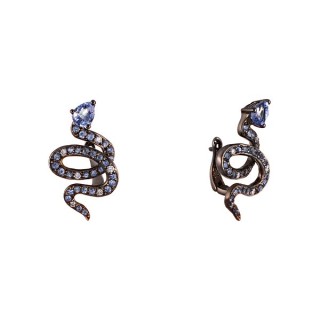 Серьги золото с бриллиантами и сапфирами «Тайна Змеи» Myjewels (арт.E0002747A01_SA_BLK)