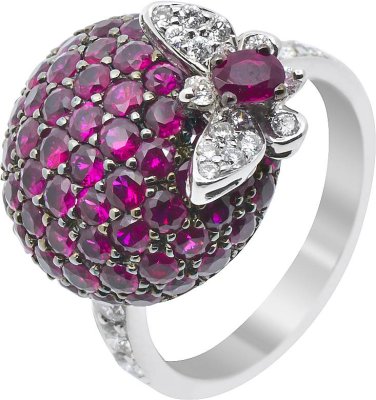 Кольцо из белого золота с бриллиантом и рубином (Арт.rg_5154_a03)