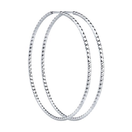 Серьги конго из серебра с алмазной гранью (Арт.94140035)