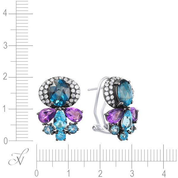 Серьги из белого золота с бриллиантом и топазом (Арт.e28141c_sr_bt_mc_wg)