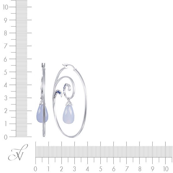 Серьги из белого золота с сапфиром и халцедоном (Арт.e33301a_sr_sa_ch_wg)
