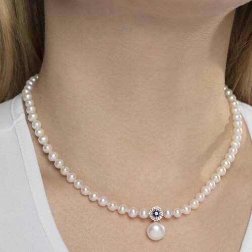 Колье золотое с жемчугом и корундом «Морская Элегия» SOKOLOV (арт.797000)