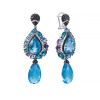Серьги белое золото с бриллиантами, сапфирами и топазами «Океан Ночи» Myjewels (арт.ER-32957A)