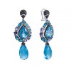 Серьги белое золото с бриллиантами, сапфирами и топазами «Океан Ночи» Myjewels (арт.ER-32957A)