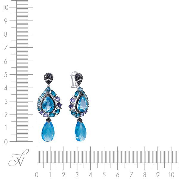 Серьги из белого золота с бриллиантом и сапфиром (Арт.er-32957a_sr_bsa_bt_lt_mc_wg)