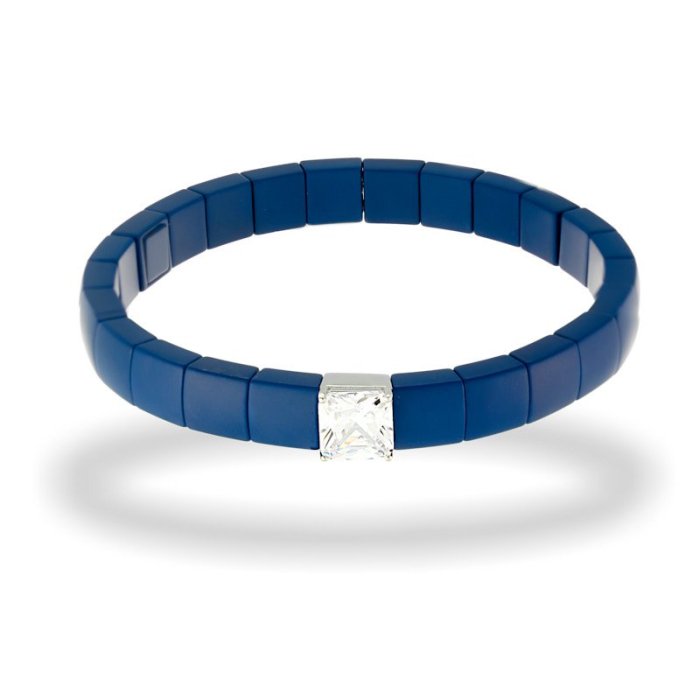 Браслет из серебра с керамикой и куб. цирконием (Арт.tm-b1350-1-vl-w-w-x-x)