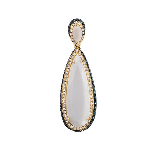 Кулон с агатом и бриллиантами «Белая капля неба» MyJewels (арт.HF03654P-YWABL_DL_WAG_YG)