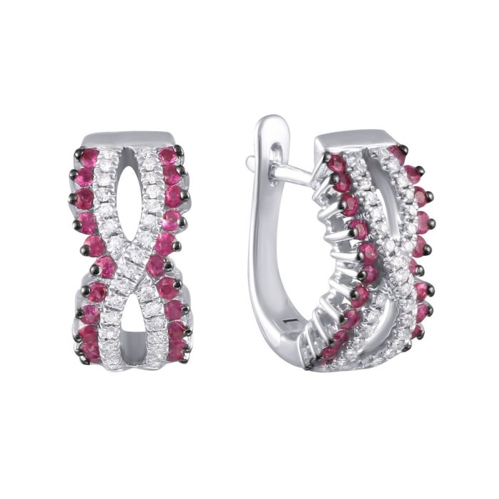 Серьги из белого золота с бриллиантом и рубином (Арт.me32603-wd-ru_ru_wg)