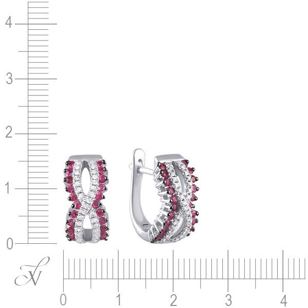 Серьги из белого золота с бриллиантом и рубином (Арт.me32603-wd-ru_ru_wg)