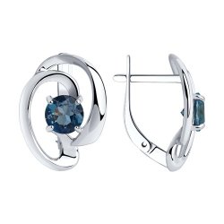 Серьги из серебра с лондон топазами (Арт.92022346)