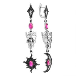 Серьги из серебра с корундом и шпинелью (Арт.cz-e06193-x-wb-r3-x-b)