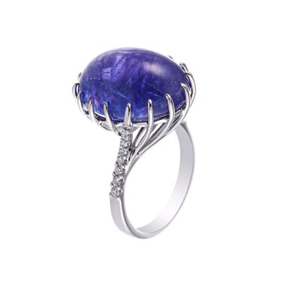 Кольцо из белого золота с бриллиантом и танзанитом (Арт.r07141xr_wgdwtz_ta_wg)