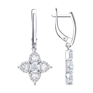 Серьги из серебра с фианитами «Снежное Созвездие» Соколов (арт.94026902)