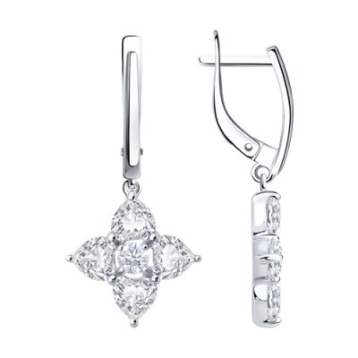Серьги из серебра с фианитами «Снежное Созвездие» Соколов (арт.94026902)