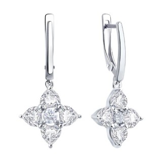 Серьги из серебра с фианитами «Снежное Созвездие» Соколов (арт.94026902)
