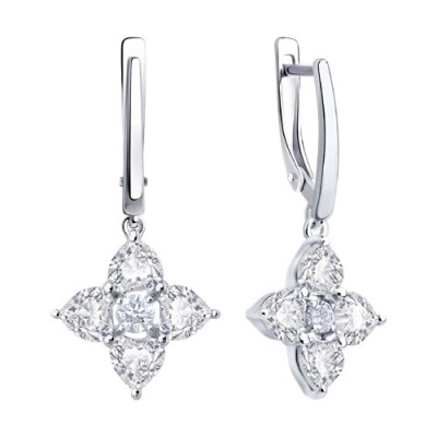 Серьги из серебра с фианитами «Снежное Созвездие» Соколов (арт.94026902)