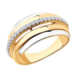Кольцо из золочёного серебра с фианитами (Арт.93-110-00426-1)