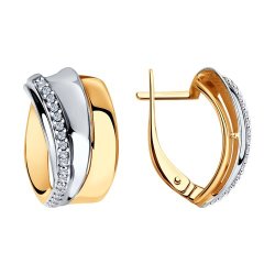 Серьги из золочёного серебра с фианитами (Арт.93-120-00419-1)
