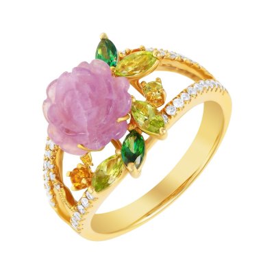 Кольцо из золота с аметистом и бриллиантом (Арт.r33359_ko_am_ct_gt_pd_yg)