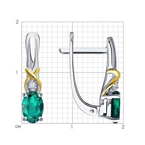 Серьги золото 585 с бриллиантами и изумрудами «Изумрудный Шарм» Соколов (арт.3020595-3)