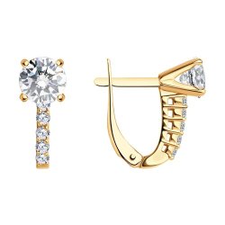 Серьги из золочёного серебра с фианитами (Арт.93020037)