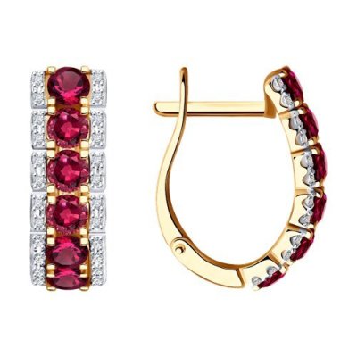 Серьги из золота с бриллиантами и рубинами «Алая Симфония» Соколов (арт.4020479)