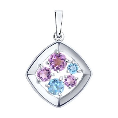 Подвеска из серебра с полудрагоценными вставками (Арт.94-330-00989-1)